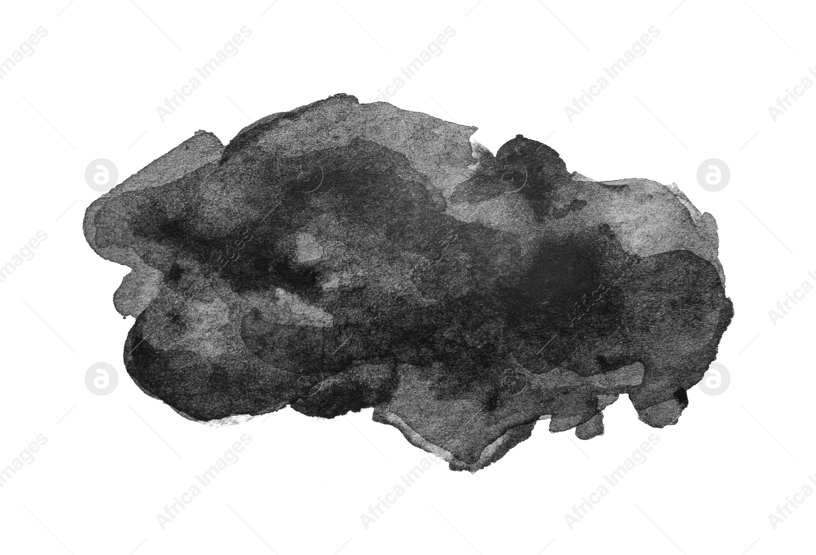 Photo of Blot of black watercolor paint on white background