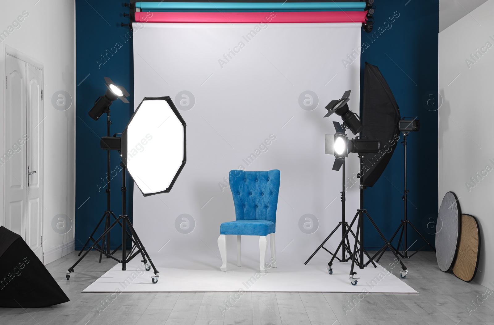 Photo of Photo studio interior with set of professional equipment