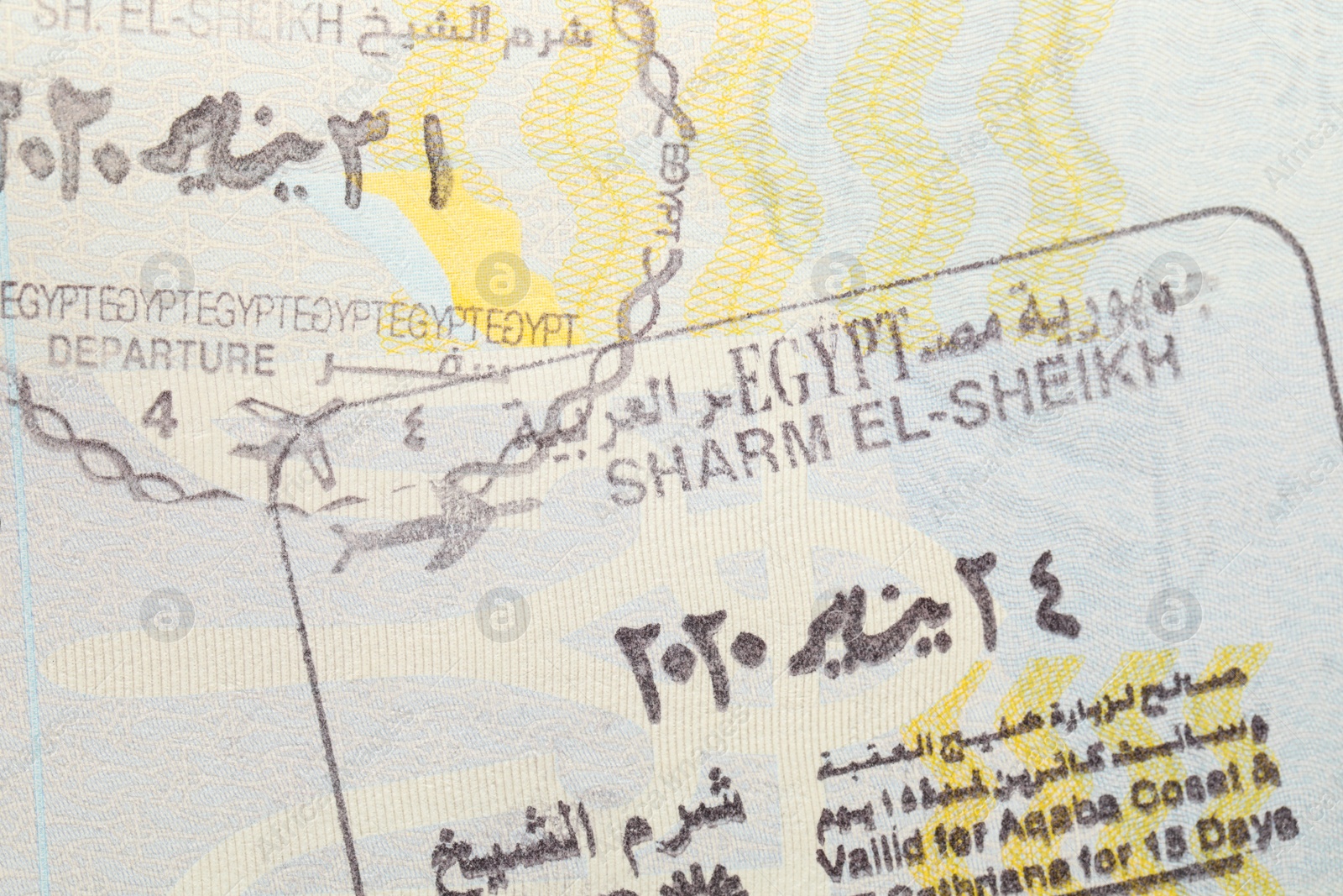 Photo of MYKOLAIV, UKRAINE - FEBRUARY 23, 2022: Passport page with Egypt visa stamps, closeup