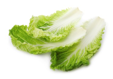 Leaves of Chinese cabbage on white background