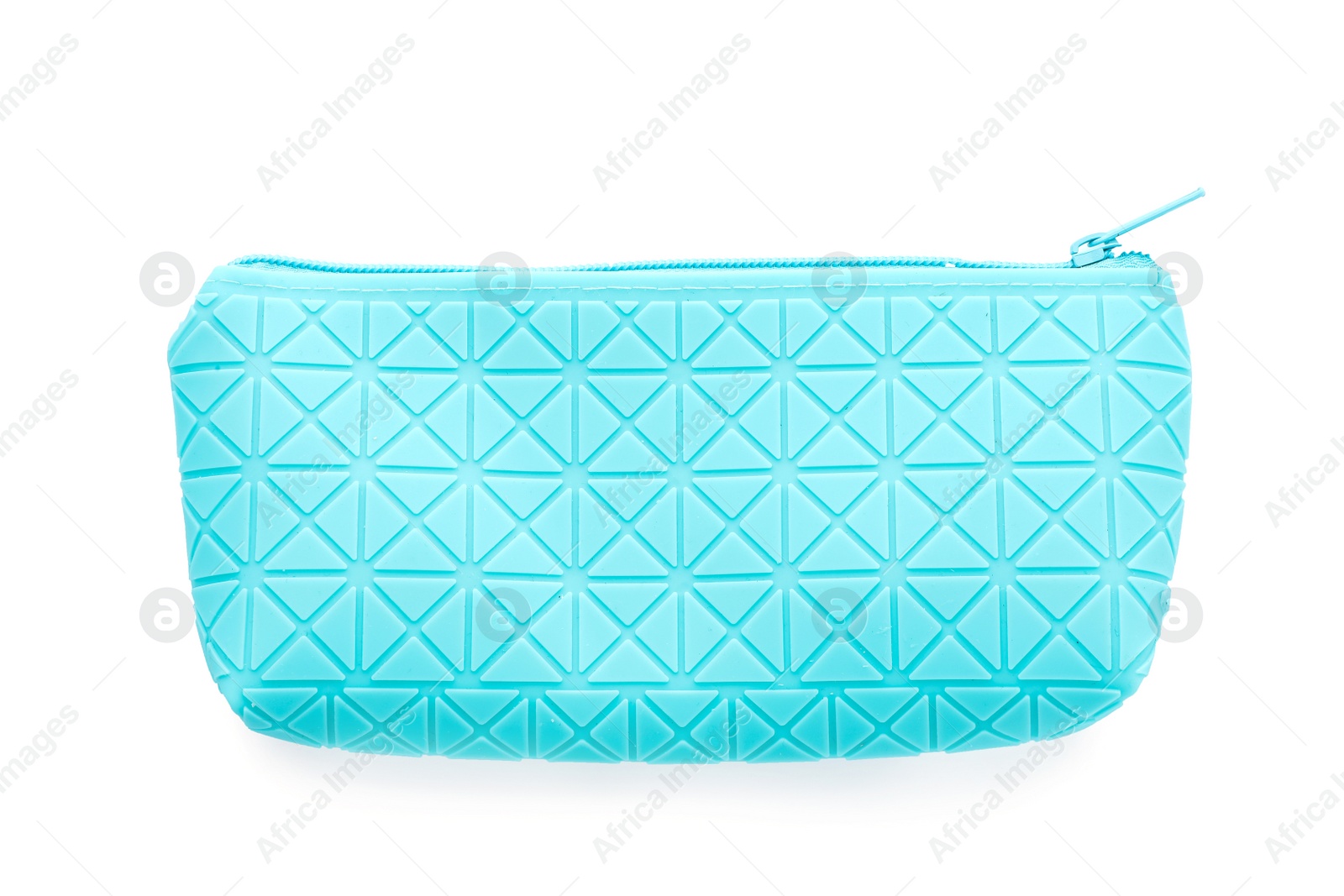 Photo of Pen case on white background. Stationery for school