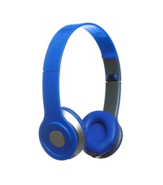 Stylish headphones with pads on white background