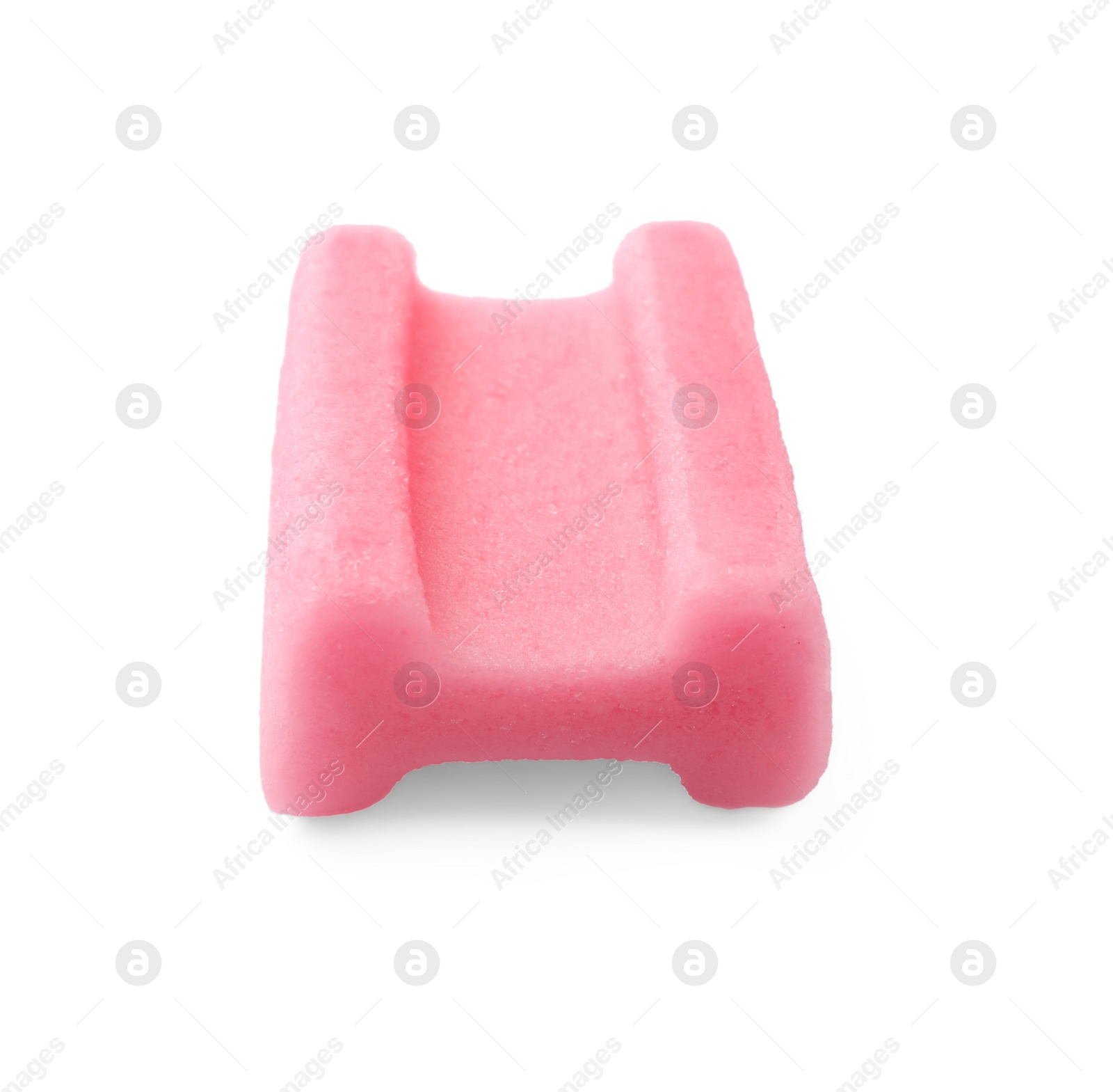 Photo of One pink chewing gum isolated on white