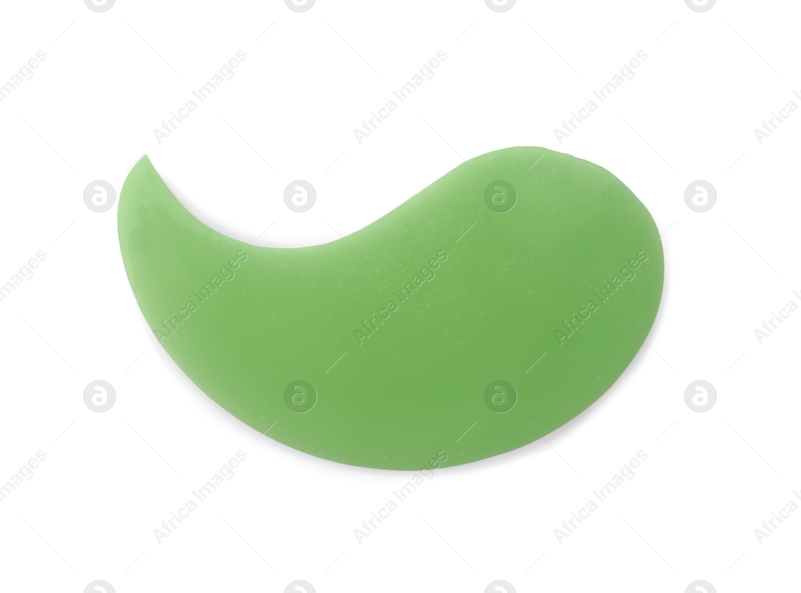 Photo of Pale green under eye patch isolated on white, top view. Cosmetic product