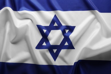 Photo of Flag of Israel as background, top view. National symbol