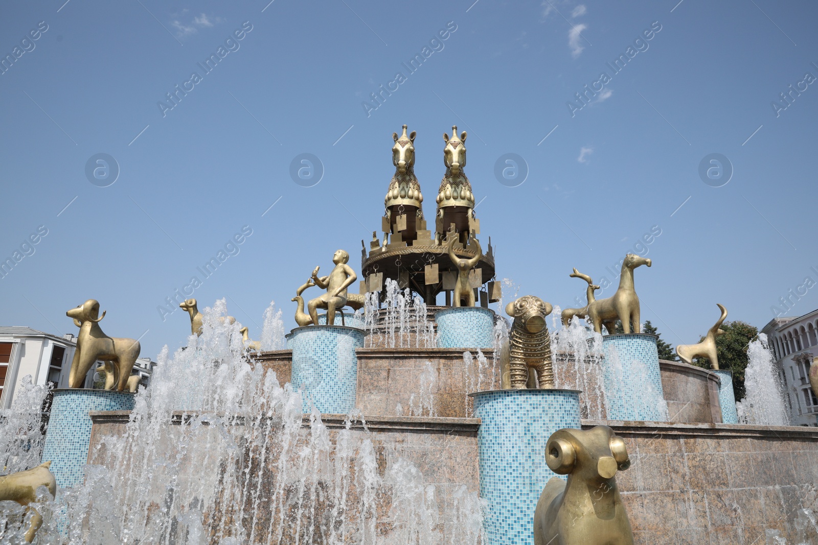 Photo of Kutaisi, Georgia - September 2, 2022: Picturesque view of beautiful Colchis fountain