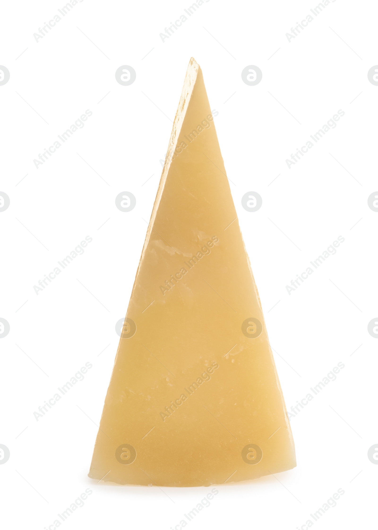 Photo of Piece of tasty parmesan cheese isolated on white