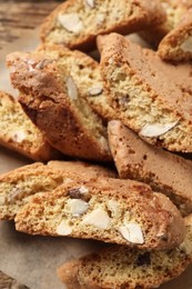Photo of Traditional Italian almond biscuits (Cantucci), closeup view