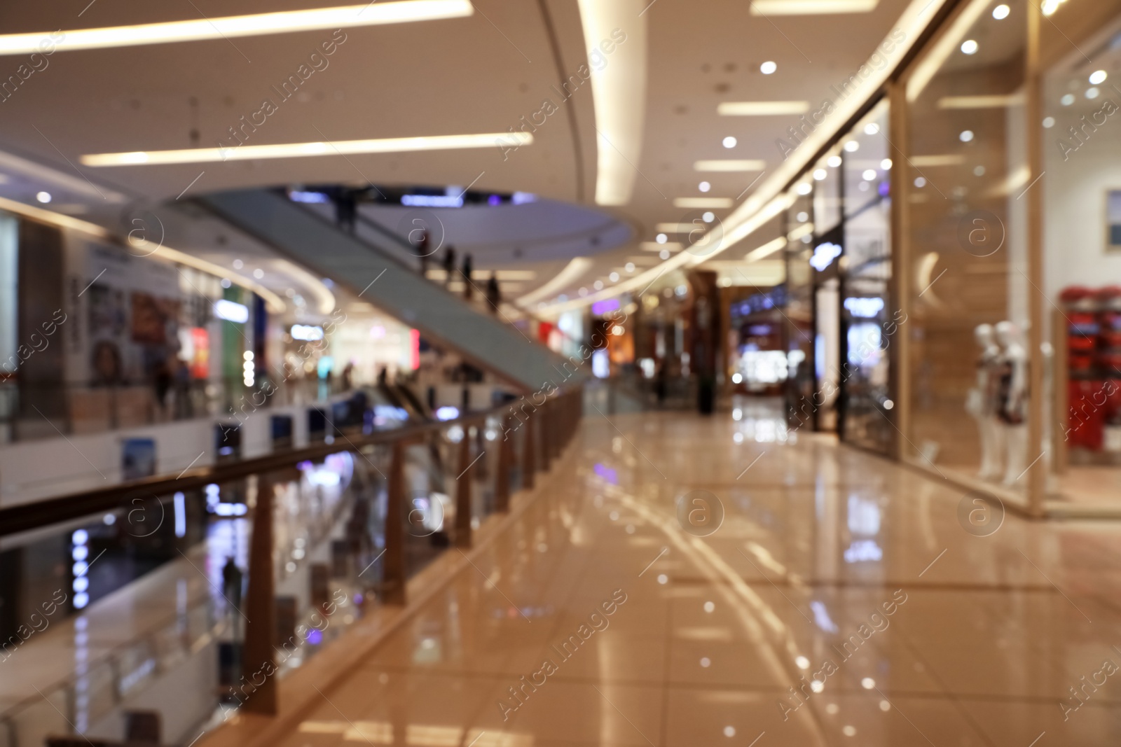 Photo of DUBAI, UNITED ARAB EMIRATES - NOVEMBER 03, 2018: Blurred view of luxury shopping mall