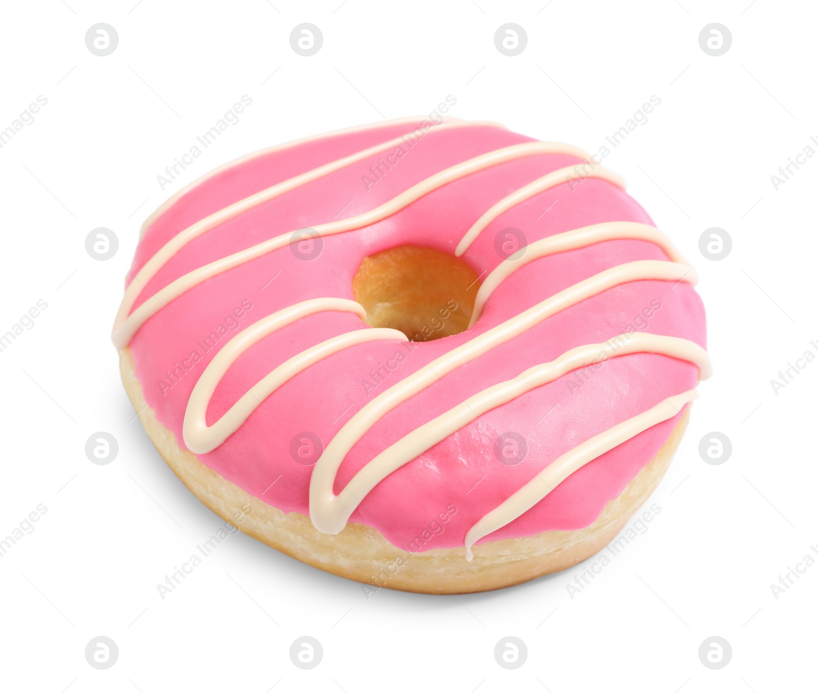 Photo of Sweet tasty glazed donut isolated on white