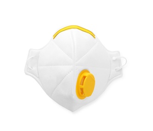 Photo of Respirator mask on white background. Safety equipment