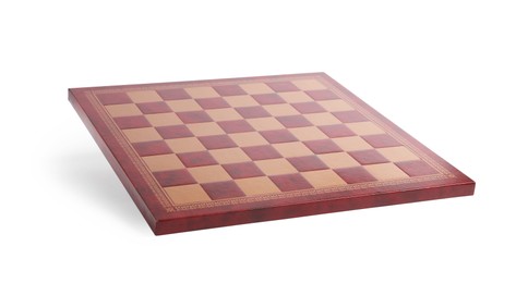 Photo of One wooden chess board isolated on white