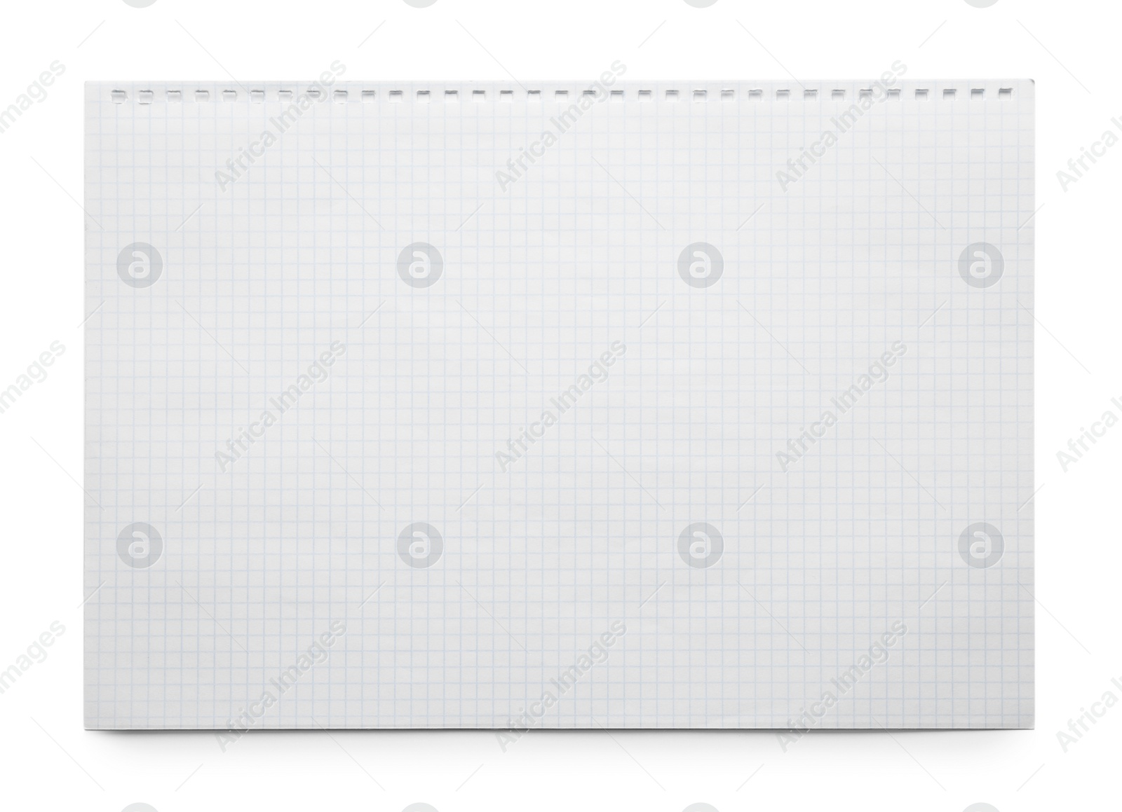 Photo of Checkered sheet of paper on white background, top view