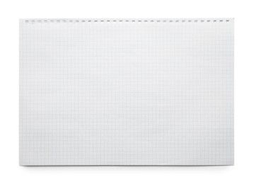 Photo of Checkered sheet of paper on white background, top view