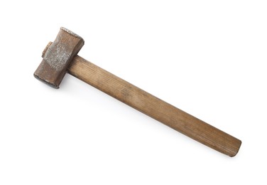 One sledgehammer isolated on white, top view. Manual tool