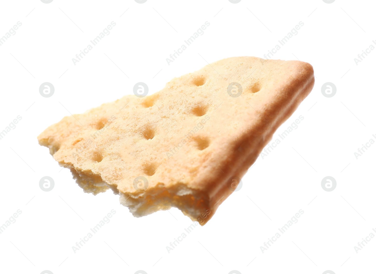 Photo of Piece of tasty cracker isolated on white