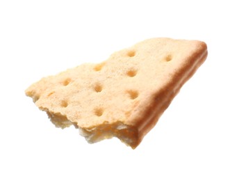 Piece of tasty cracker isolated on white