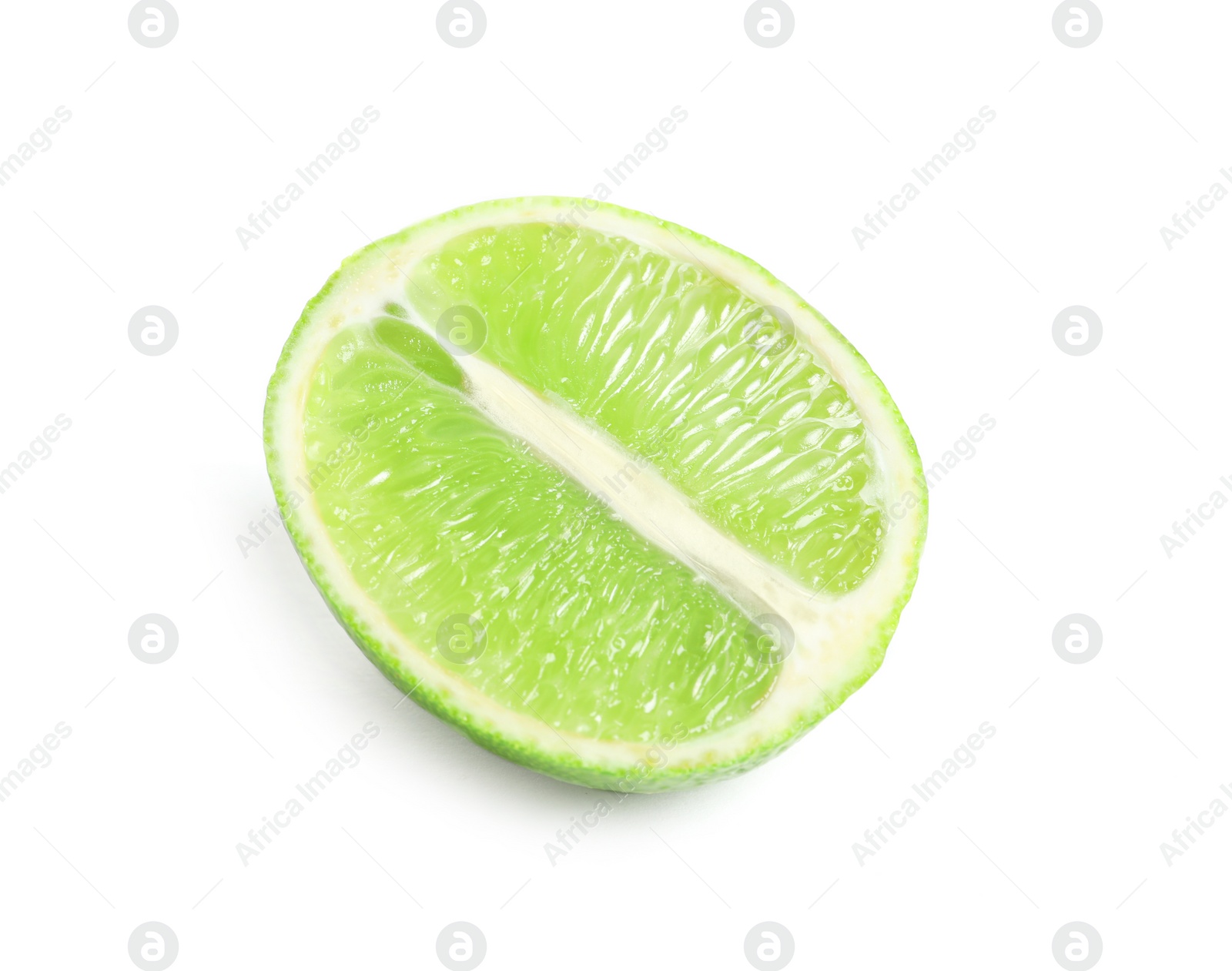 Photo of Half of fresh ripe lime on white background