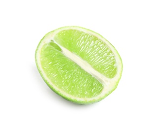 Photo of Half of fresh ripe lime on white background