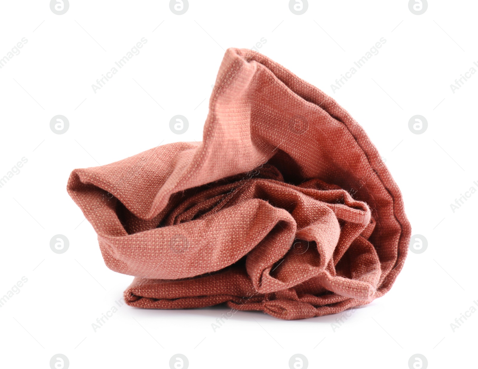 Photo of Crumpled color fabric napkin isolated on white