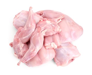 Fresh raw rabbit meat isolated on white, top view