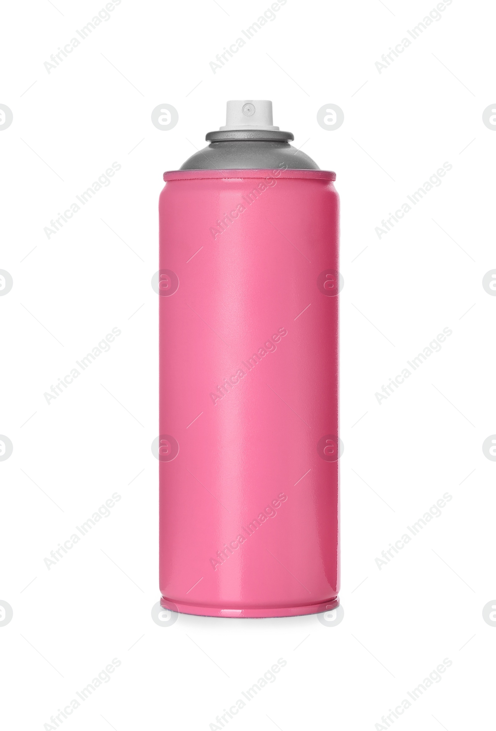Photo of Can of pink spray paint isolated on white. Graffiti supply