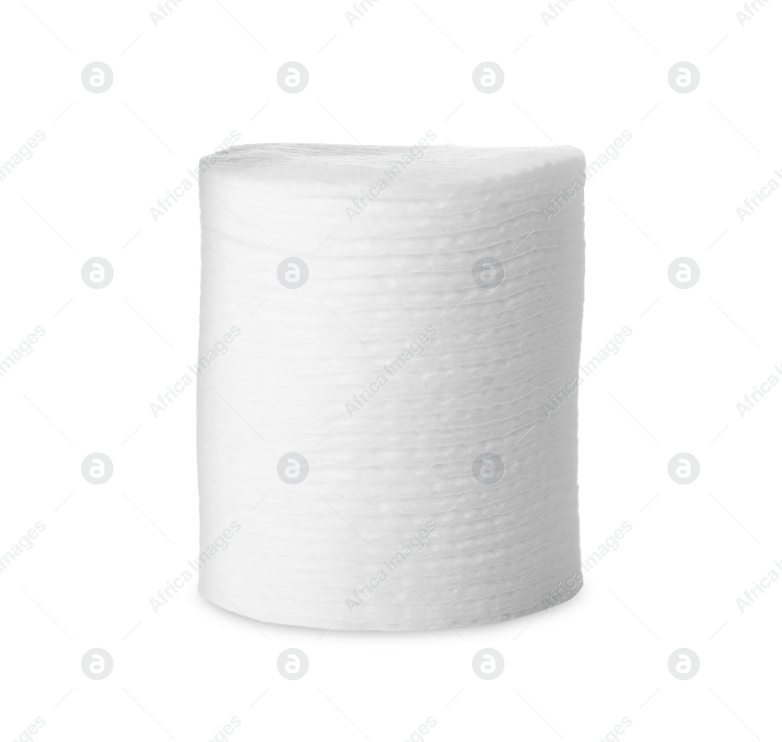 Photo of Stack of soft clean cotton pads isolated on white