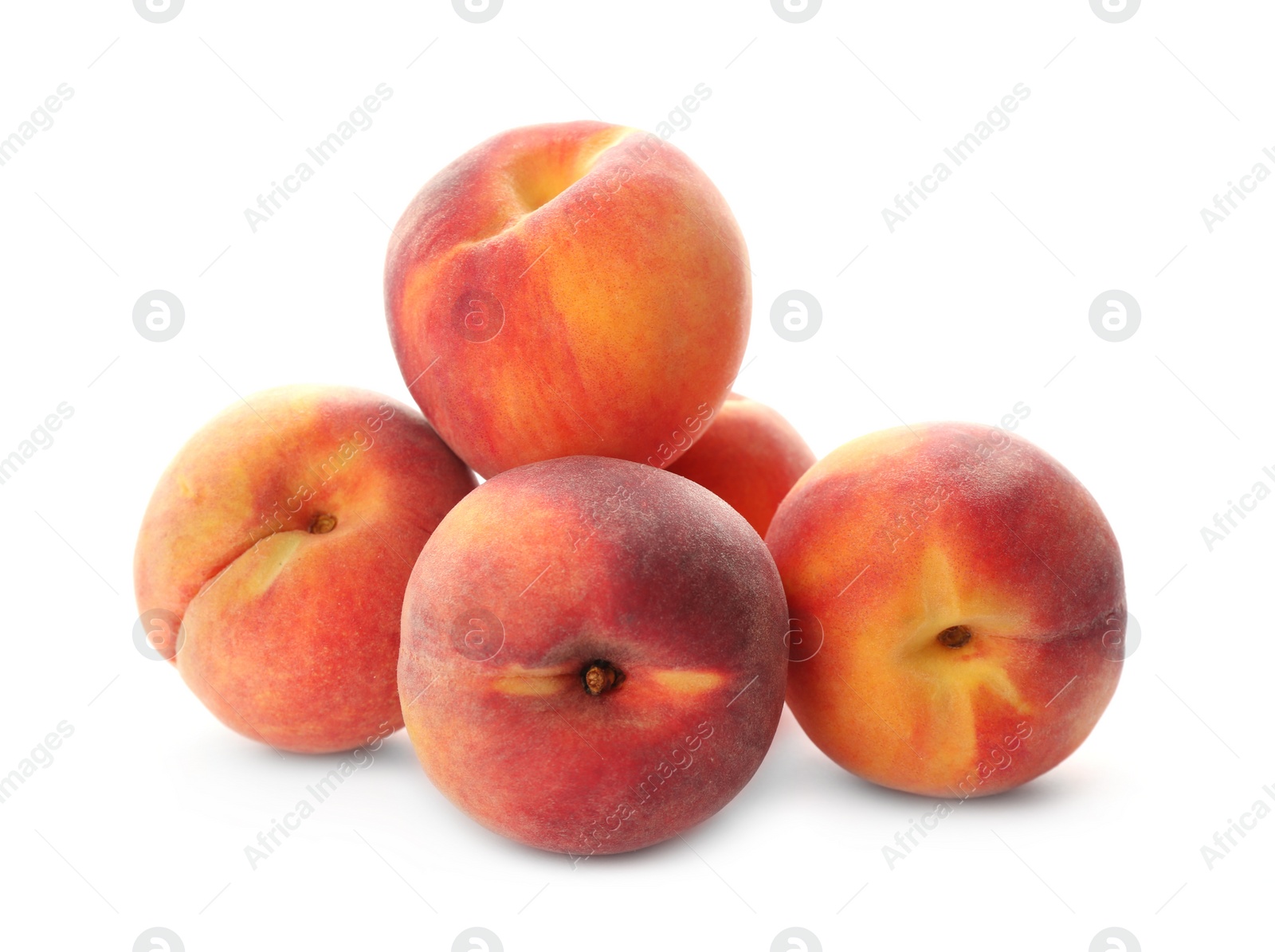 Photo of Delicious ripe juicy peaches isolated on white