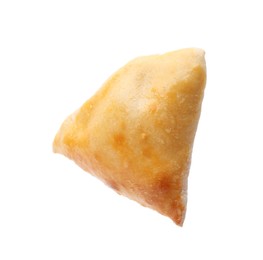 Photo of One delicious samosa isolated on white. Homemade pastry