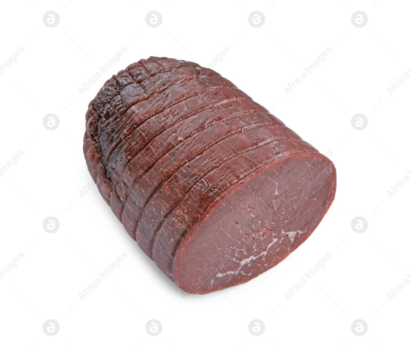 Photo of Tasty fresh dry bresaola isolated on white