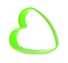 Photo of Heart shaped cookie cutter on white background