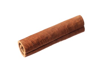 One aromatic cinnamon stick isolated on white