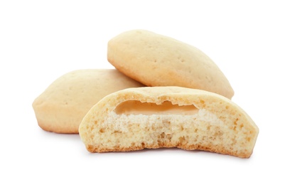 Photo of Tasty cookies for Islamic holidays isolated on white. Eid Mubarak