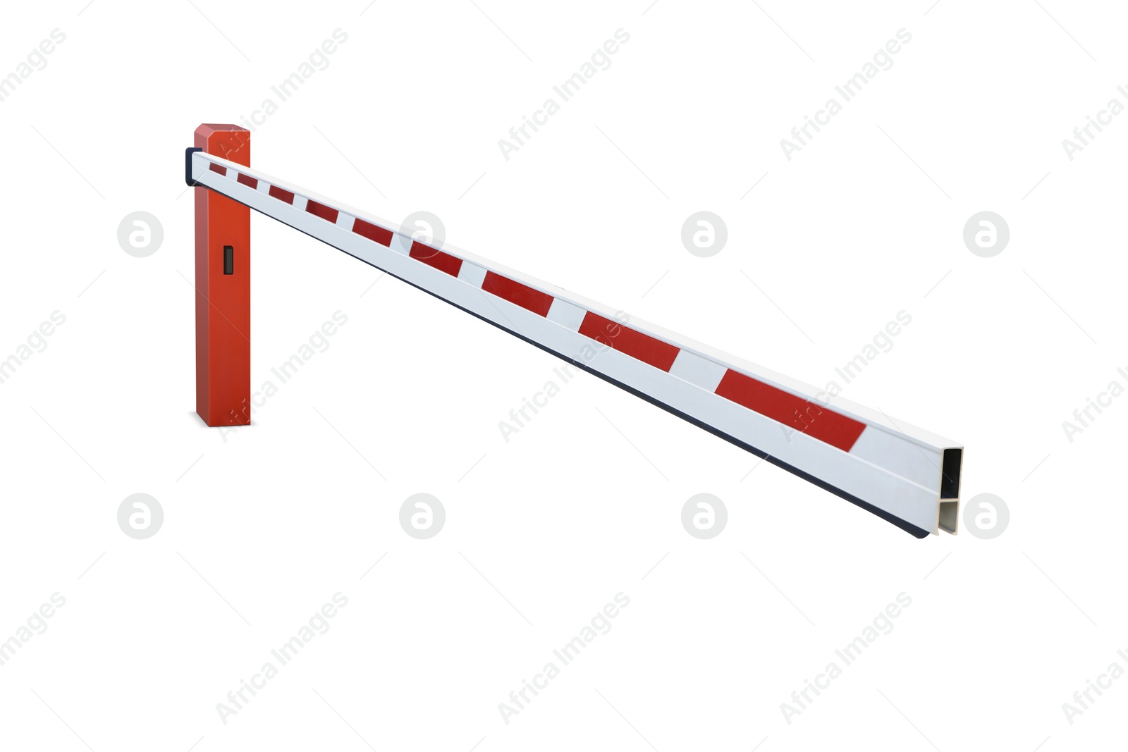 Image of One closed boom barrier isolated on white