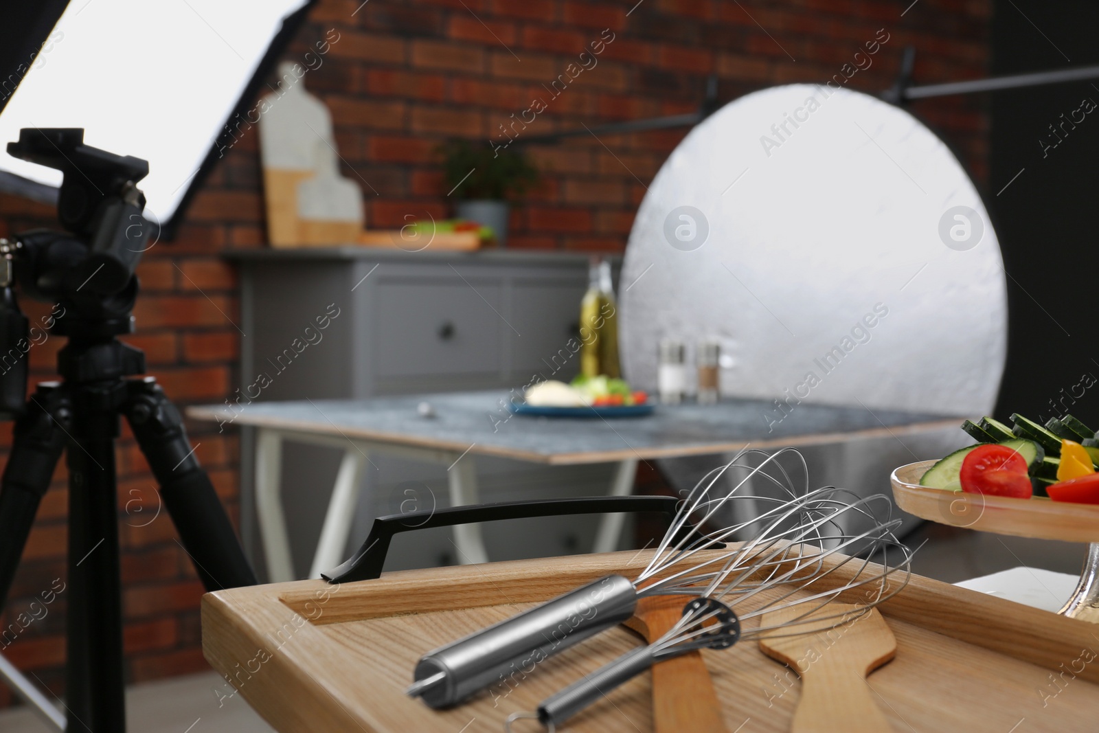 Photo of Composition with mozzarella salad on black table in professional photo studio. Food photography