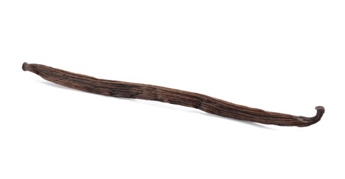 Photo of Dried aromatic vanilla stick on white background