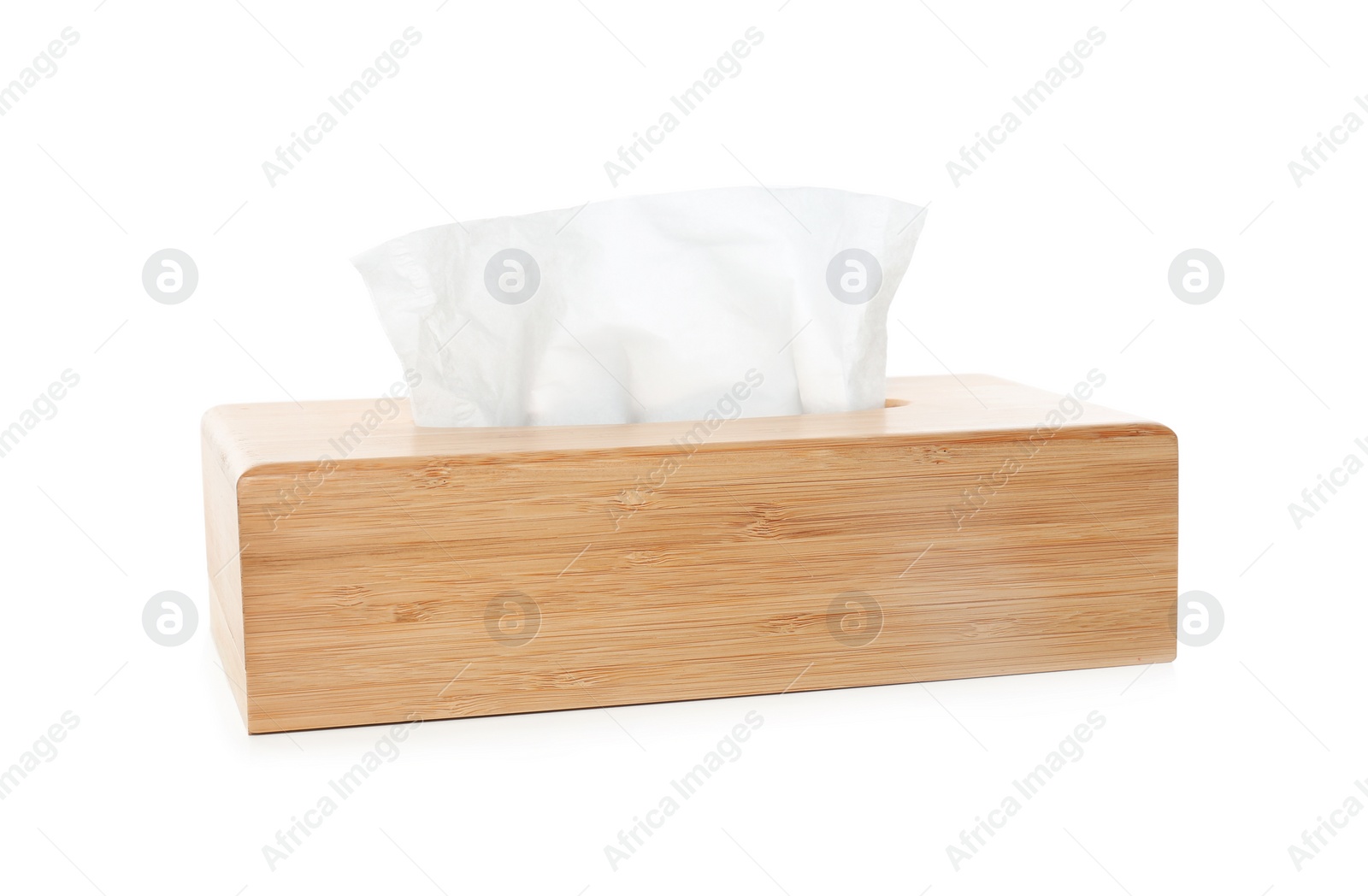 Photo of Holder with paper tissues isolated on white