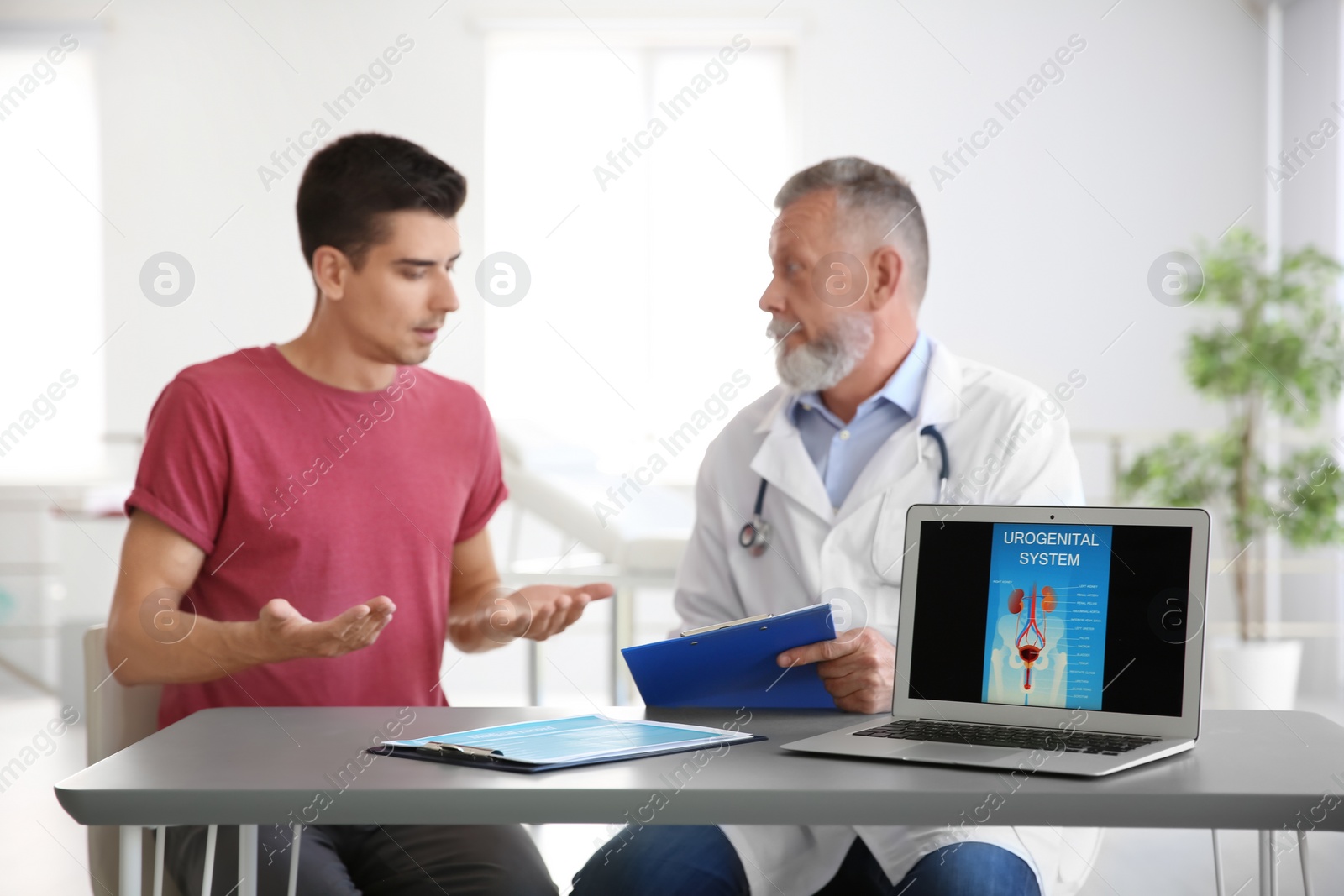 Photo of Man with health problem visiting urologist at hospital