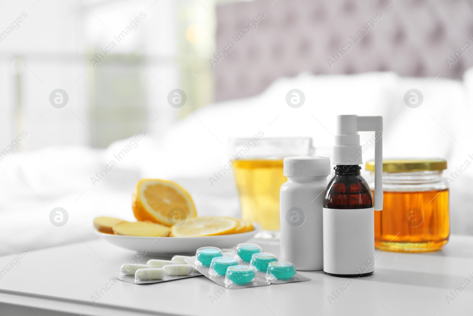 Photo of Set of different cold remedies on table indoors