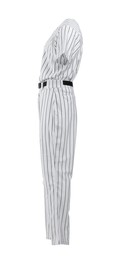 Photo of Striped baseball uniform isolated on white, side view
