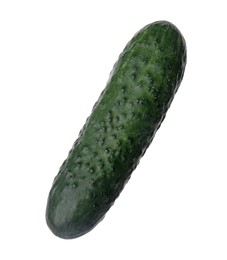 Photo of Fresh ripe green cucumber isolated on white