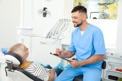 Professional dentist working with patient in clinic