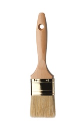 Photo of New paint brush on white background. Decorating tool