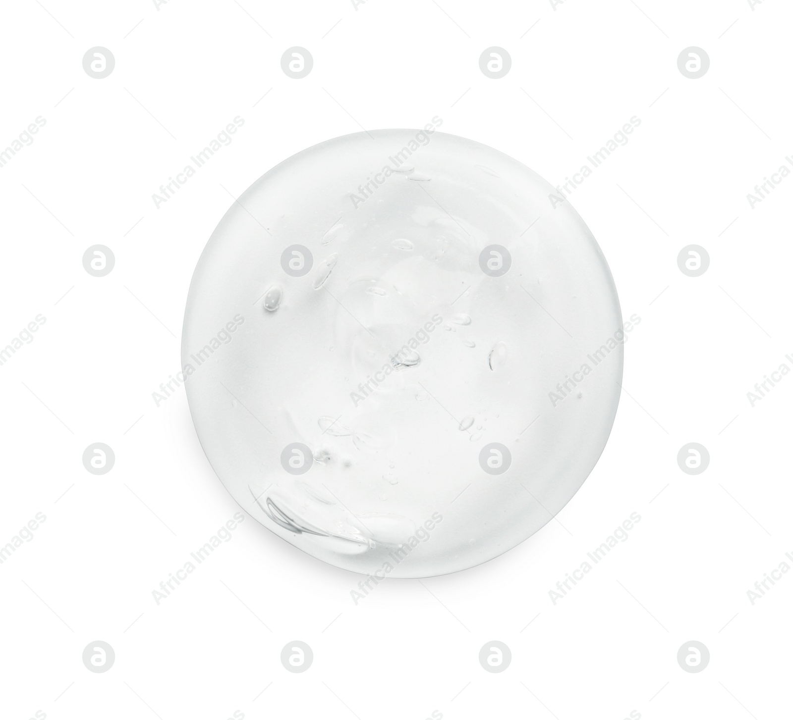 Photo of Drop of clear cosmetic gel isolated on white, top view