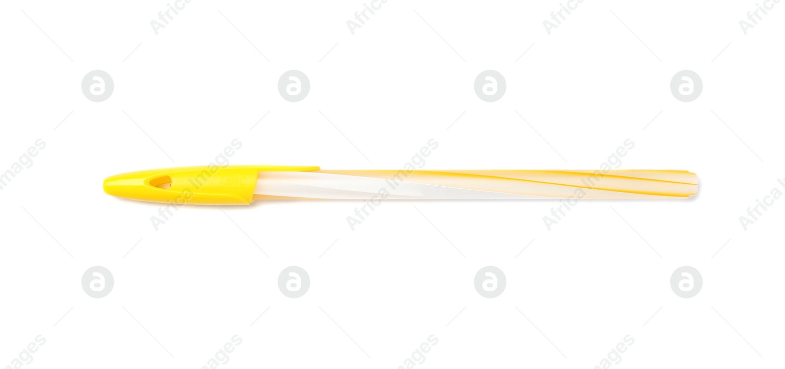 Photo of Pen with lid on white background. School stationery