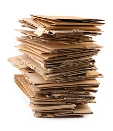 Photo of Stack of cardboard pieces isolated on white