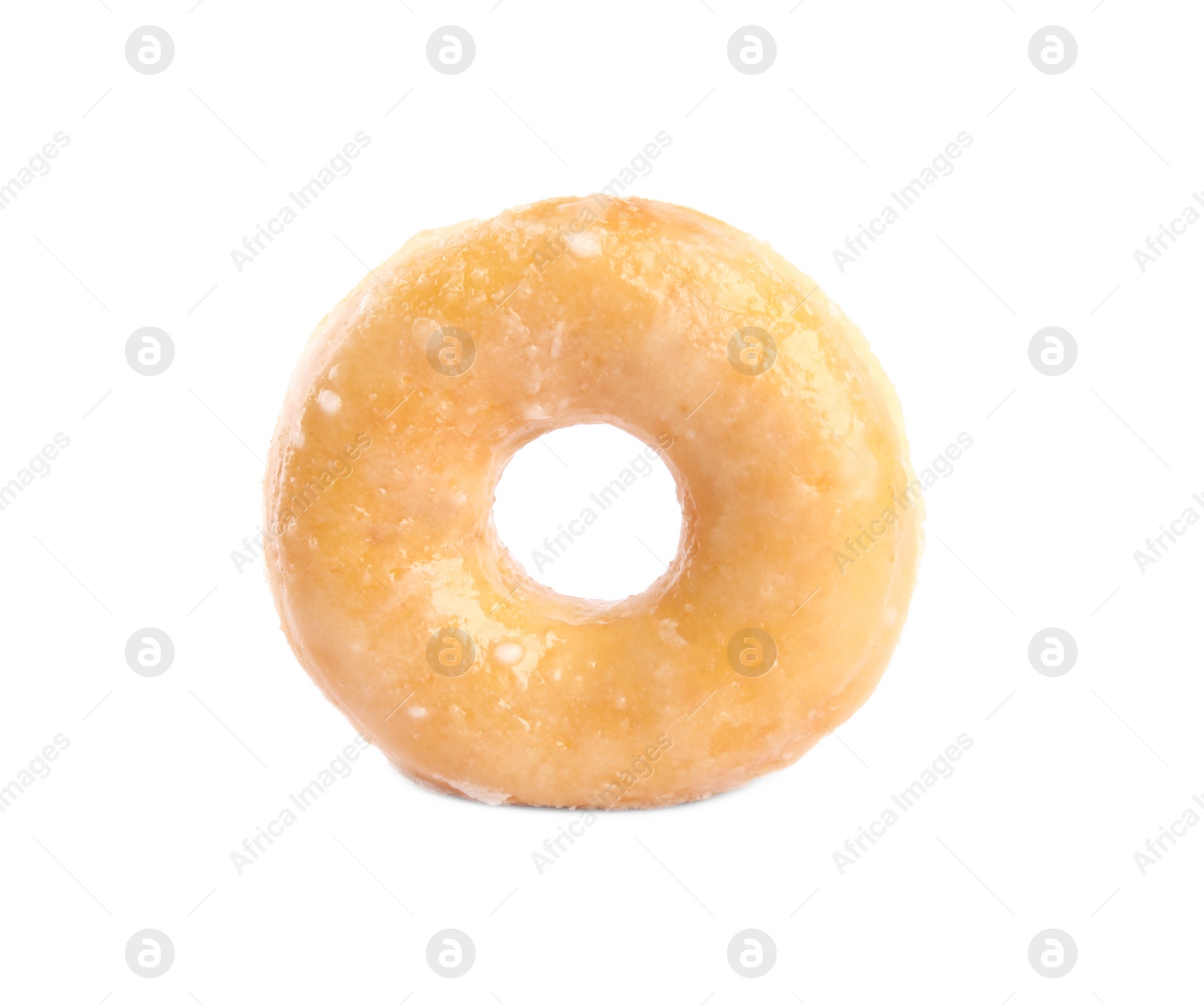 Photo of Sweet delicious glazed donut isolated on white