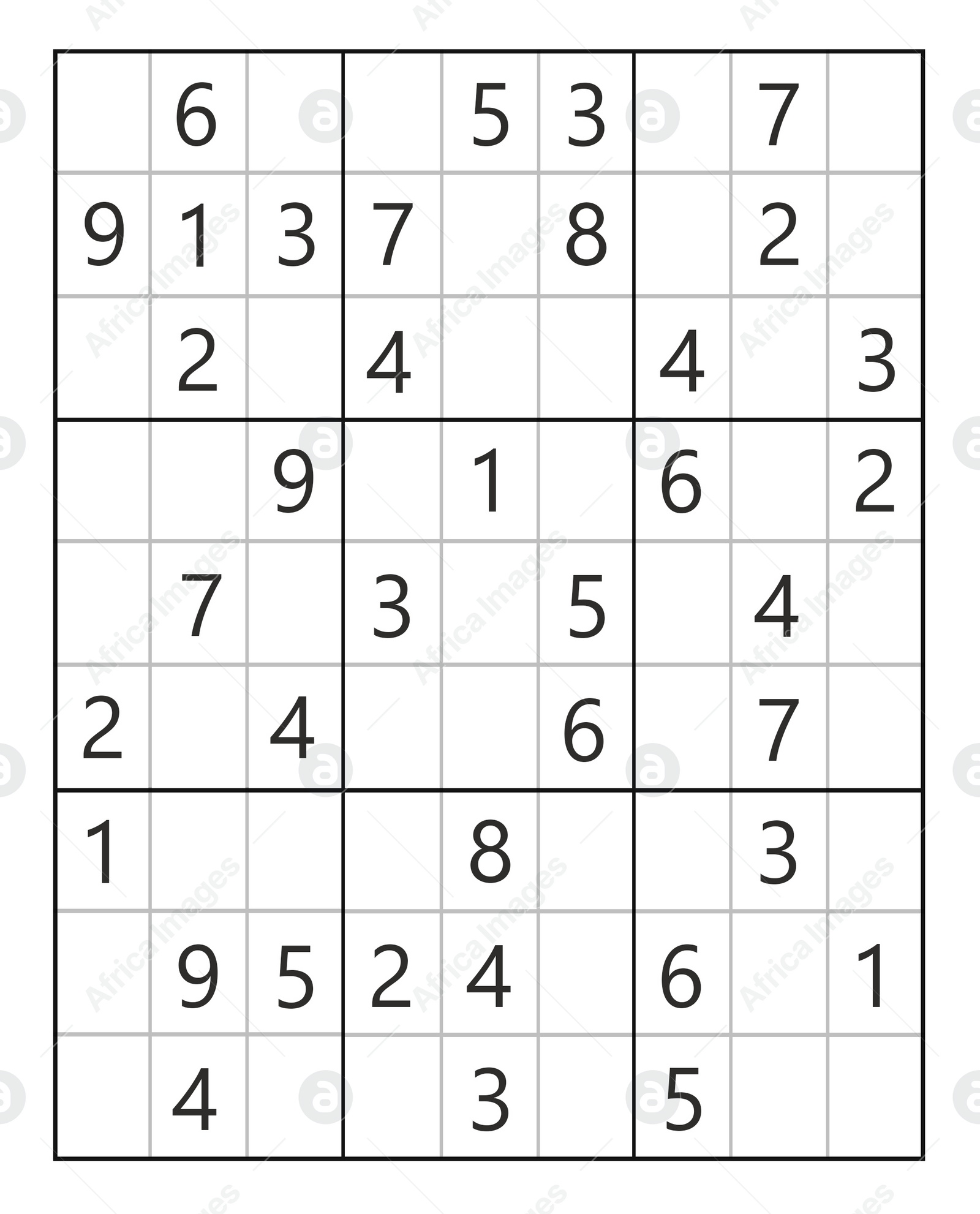 Illustration of Classic Sudoku. Grids with numbers on white background, illustration