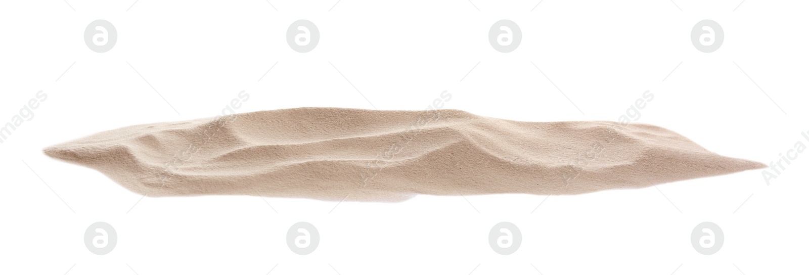 Photo of Pile of dry beach sand on white background