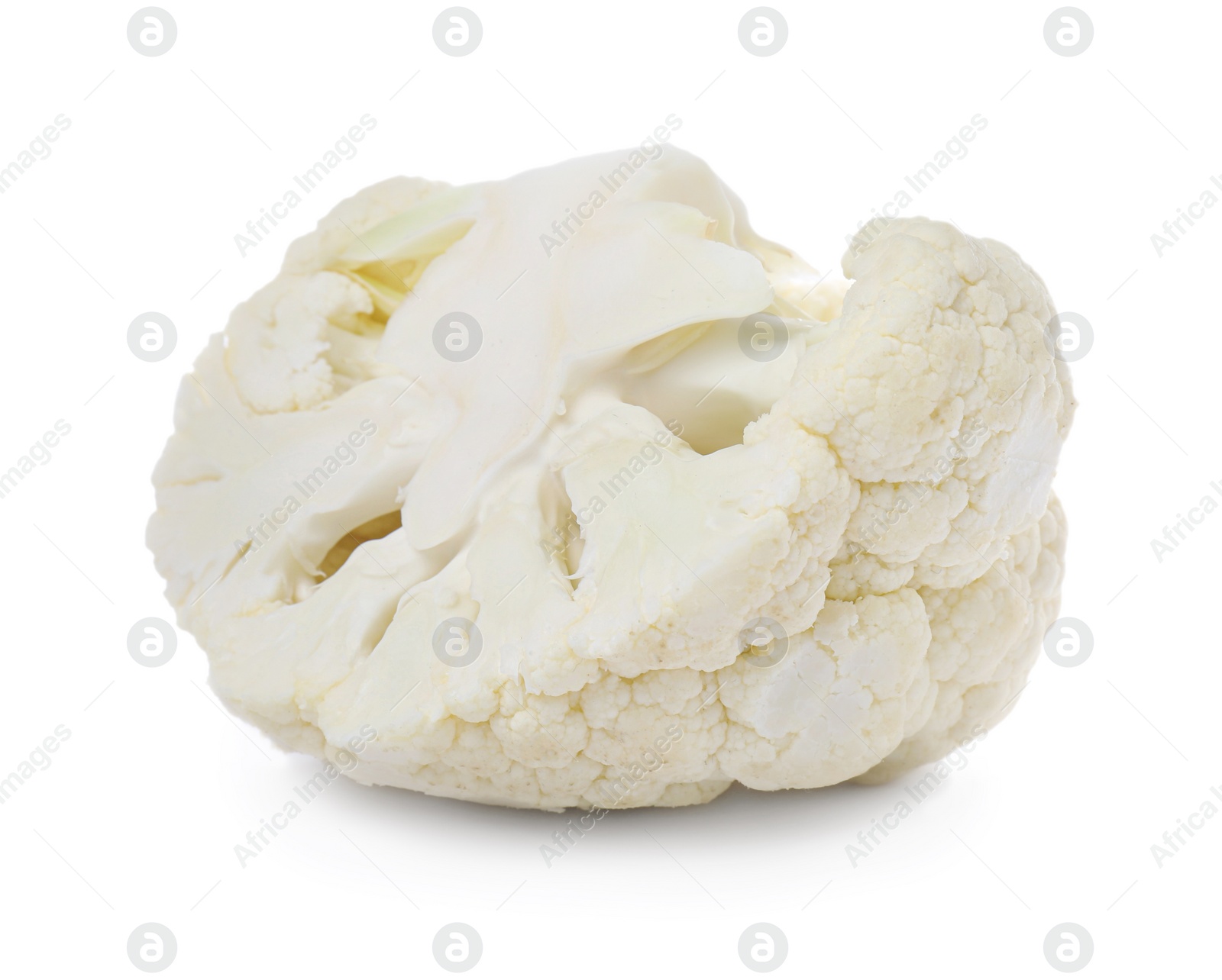 Photo of Cut fresh raw cauliflower on white background